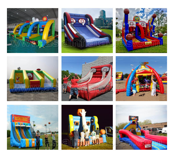 Outdoor game three inflatable basketball hoop, inflatable basketball game for sale