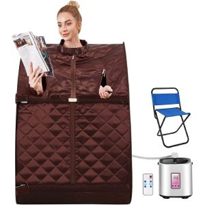 Portable Personal Indoor Spa Sauna Tent Computer Control Panel Computer Control Panel Steam Remote Control One Person Sauna for Home Relaxation Therapeutic Detox