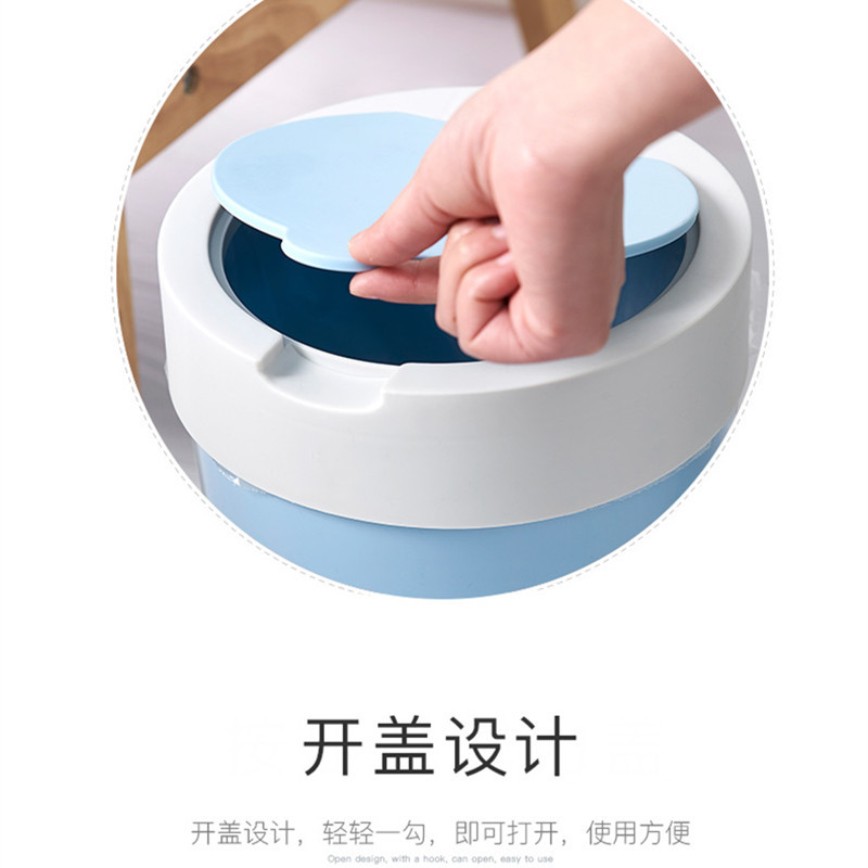 Pressing desktop dustbin Wastebasket With Flap for wet and dry waste