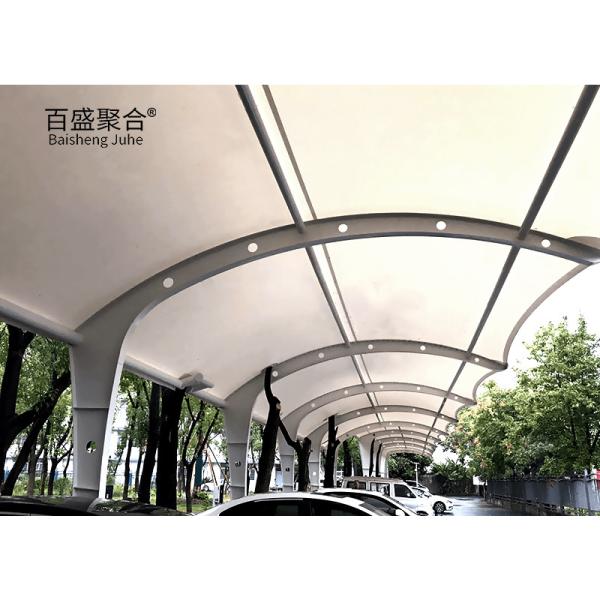 Snow-Resistant Single Cantilever Carport Metal Canopy with Fabric Membrane