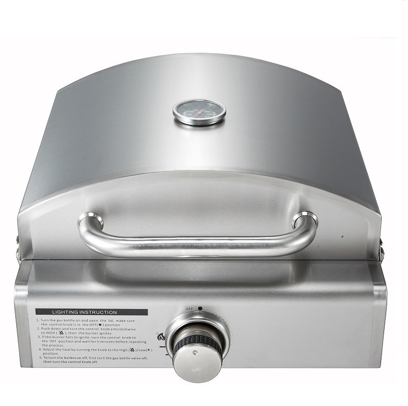 Rotisserie Roaster Propane Grill with Tabletop Pizza Maker and Stainless Steel Housing