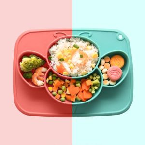 Customized Bee Shape Bpa Free Baby Feeding Plate Set With Spoon And Fork