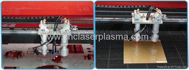 Double laser heads: A1 for metal & non metal cutting  A2: for non-metal engraving cutting
