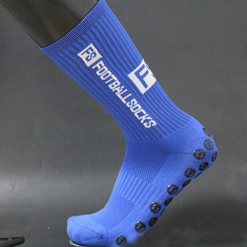 Youth Football Socks with Non-Slip Grip and Customized Logo in Woven Polyester Fibre
