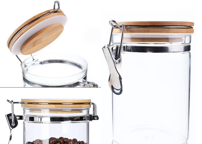 Stainless Steel Buckle Glass Storage Containers High Borosilicate Glass