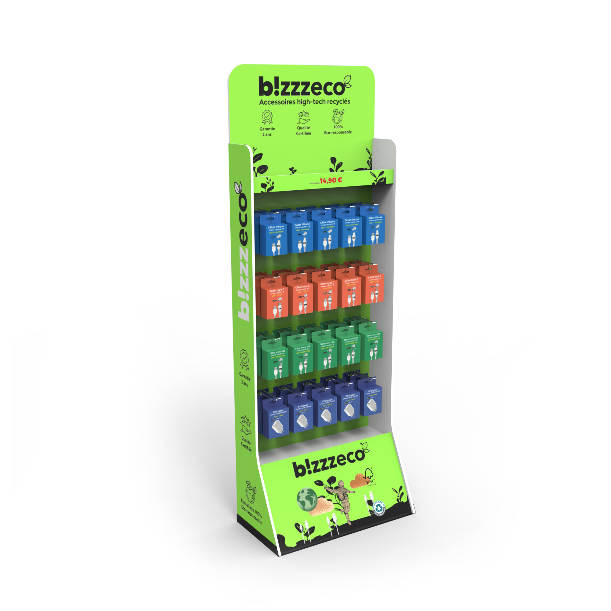 Pegboard PVC Display Rack Electric Accessary Floor Display Stands