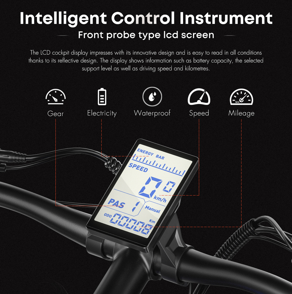 48V 1000W Power MTB Electric Mountain Bike With 17.5ah Lithium Battery Disc Brake