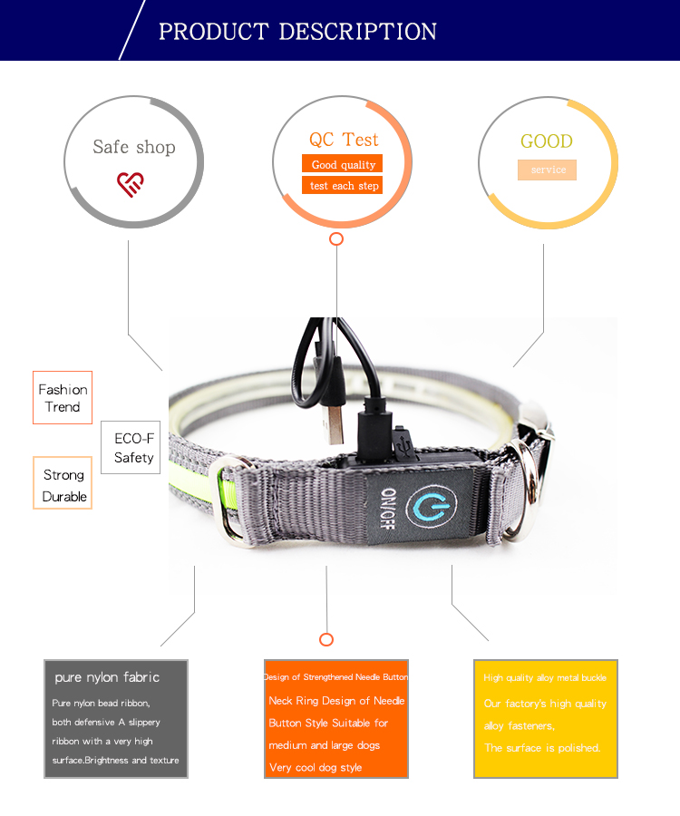 Christmas LED Dog Collar / Dog Training Collar Dog Leashes And Collars