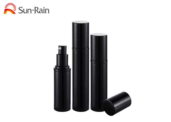 Black Airless Pump Bottle Slim Aluminum Cosmetic Packaging 15ml 30ml 50ml