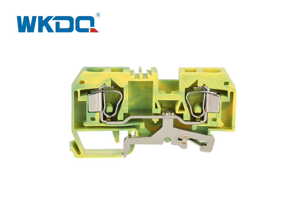  284-907 Protective Spring Clamp PA66 Terminal Block Tin Plated Brass Body Front Entry DIN Rail Green Color Manufactures