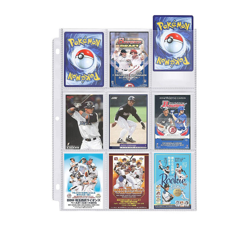 Waterproof 9 Pocket Baseball Card Protectors , 0.1mm Magnetic Card Holder
