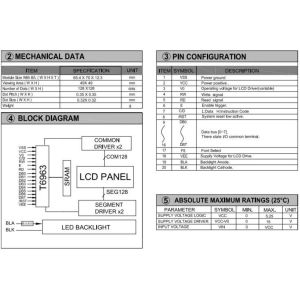 128*128 Graphic FSTN LCD Module With PCB Backlight T6963 Wide Industrial Display