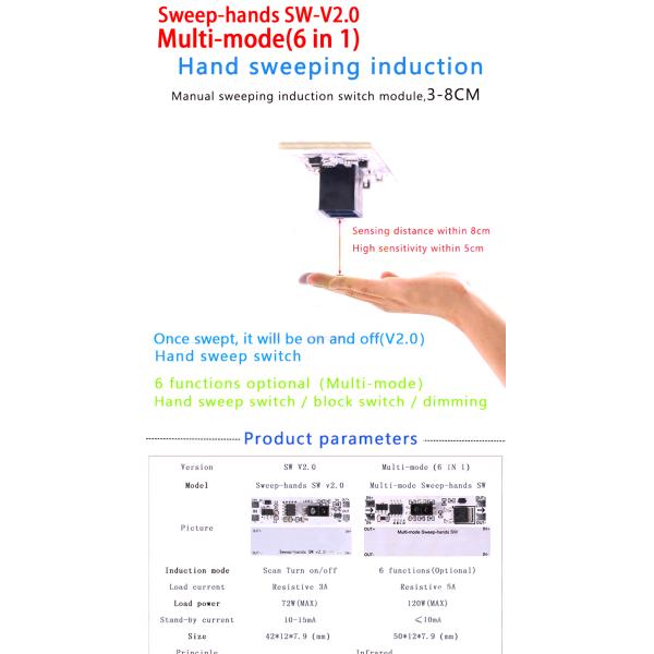 36W 12V XK-GK-4010A DC 12V Sweep Hand Sensor Switch Module for Customized Applications