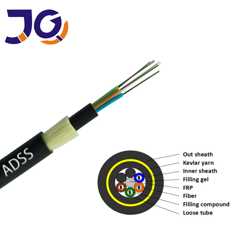 G652d Adss Fiber Optics Black Adss 48 Core Aerial Single Mode Fiber Optic Cable In The Power Communication Transmission