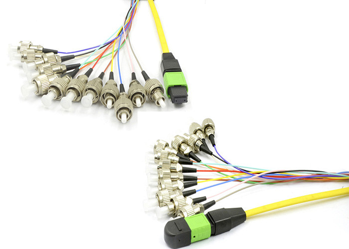 100Gb MPO Optical Fiber Patch Cable Single Mode 1.5m 12 FC UPC With Fanout Kits
