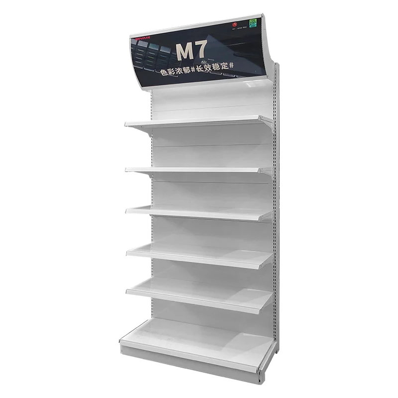Factory Customized Size Thickness Color white display super market racks gondola rack exhibition shelf with light box