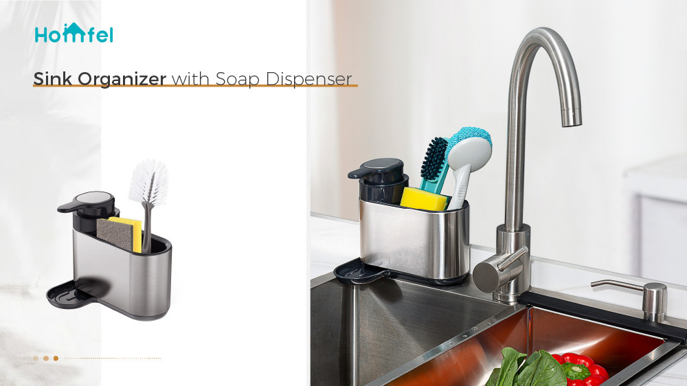 Multifunction Sink Caddy Organizer , Self Draining Kitchen Sink Tidy With Suction