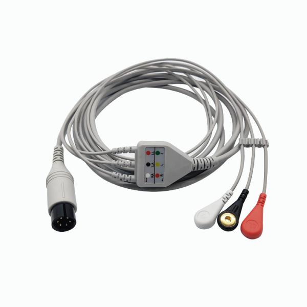 Mindray / Goldway ECG Patient Cable , 6 Pin Medical Ecg Cable With Snap /
