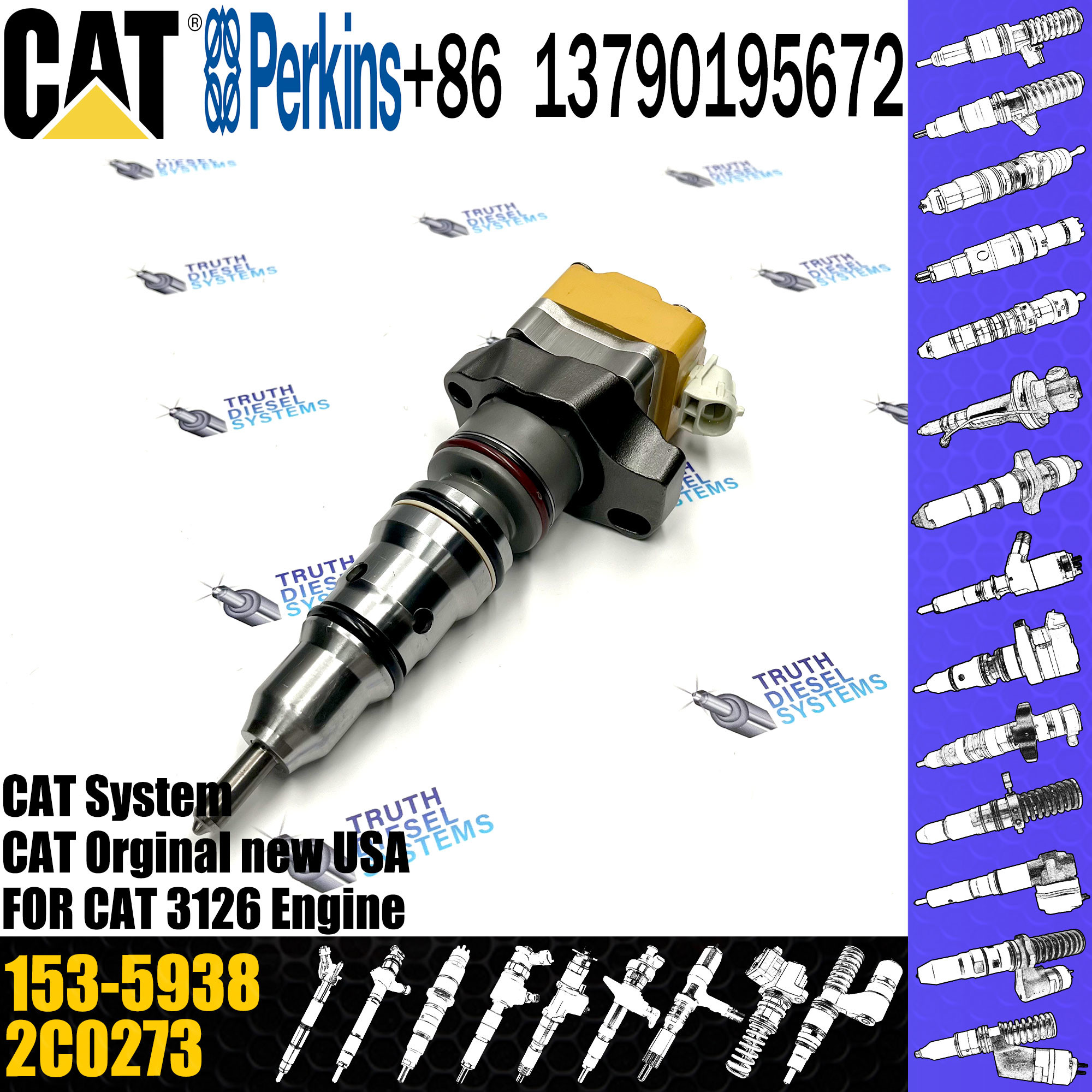 Common rail injector fuel injector 179-6020 10R-0781 198-6877 10R-1267 169-7408 20R-0758 153-5938 for 3126 Excavator
