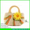 Buy cheap LDYP-039 handwoven small straw hobo bag sunflower wooden handles' cornhusk straw from wholesalers