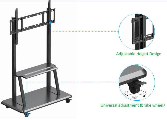 220lbs Electronic Mobile Stand 800x600mm For Touch Screen Monitor
