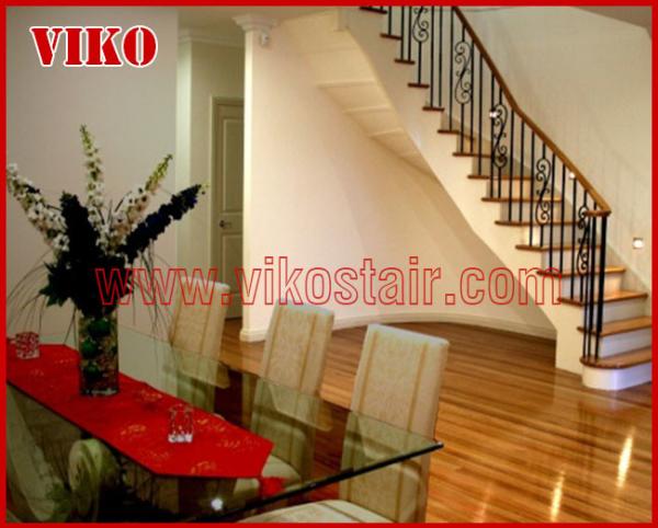 Wrought Iron Staircase VK105S Wrought Iron Handrail Tread Beech,Railing tempered