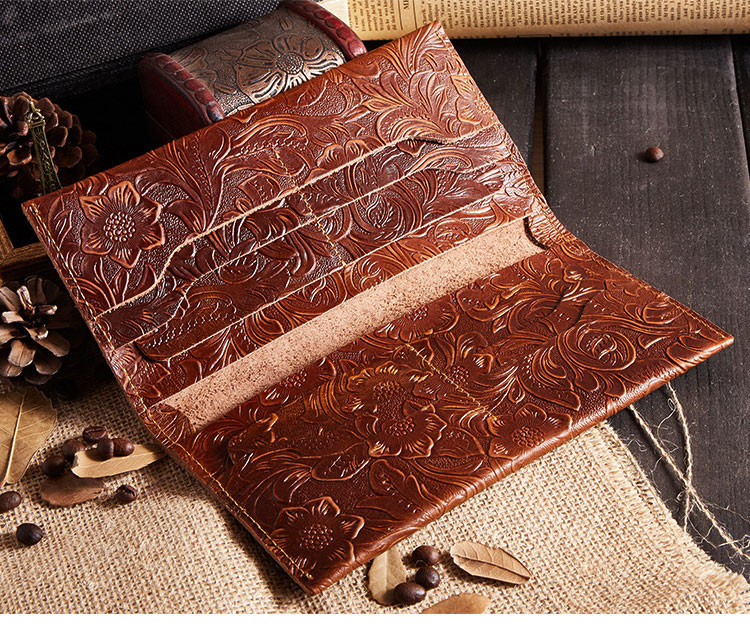 Daily Life Wallet Length Long Women Leather Wallet With Clear PVC Windows And Material