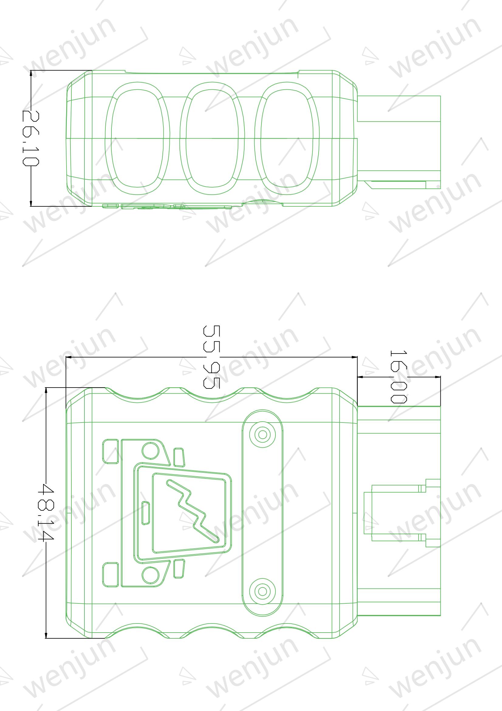 Practical OBD2 Plug Adapter Housing With Gold Plated Bent Pin Male Connector