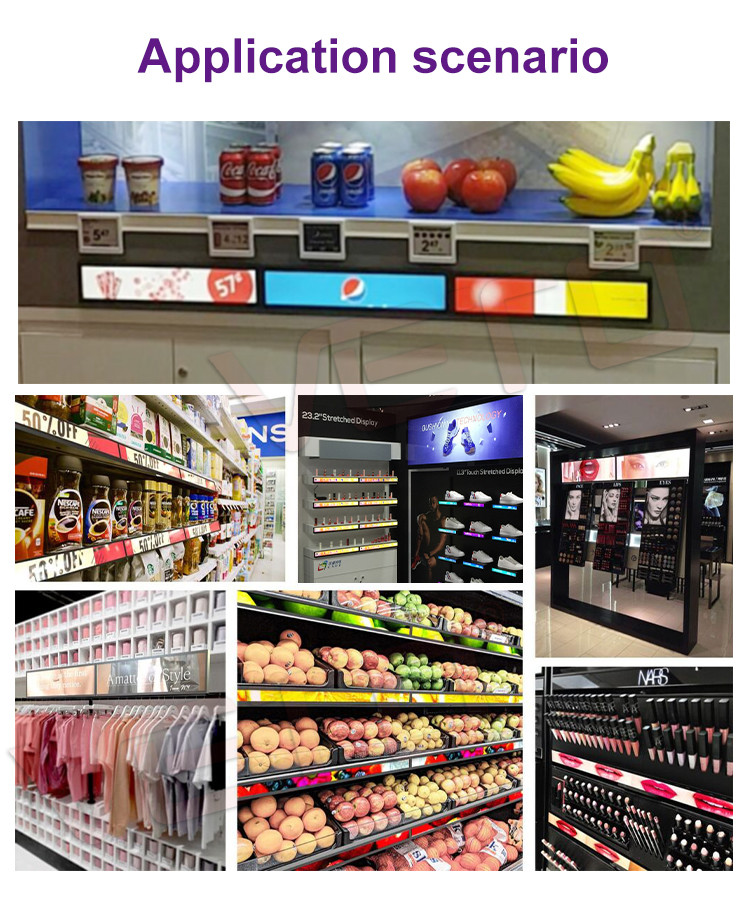 VETO 23.1 29 34 Inch Stretched Shelf Lcd Display Strip Bar Advertisement Screen Ultra Thin Bar Lcd Panel
