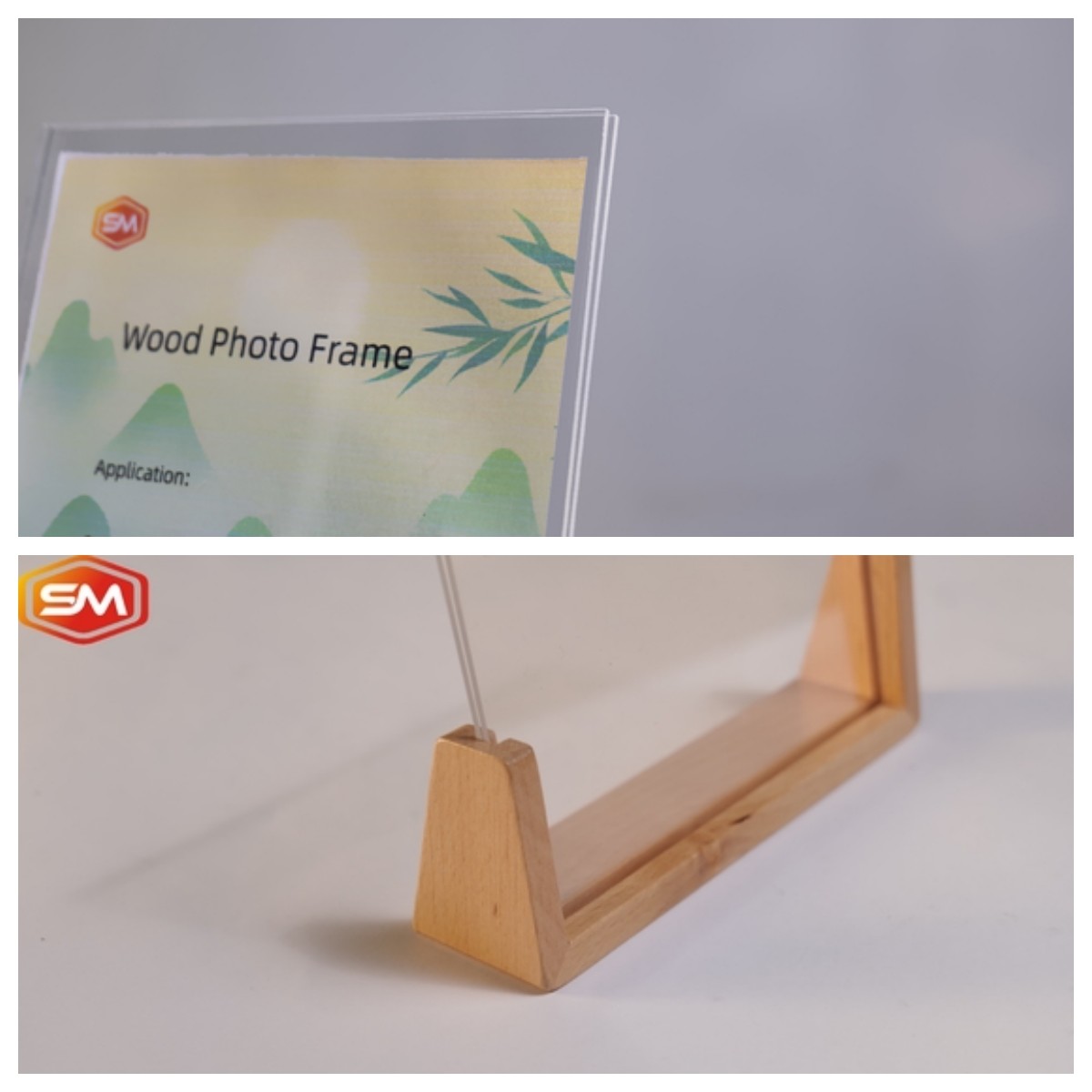 Rectangular A5 Acrylic Photo Frame with Wood Base Picture Frames