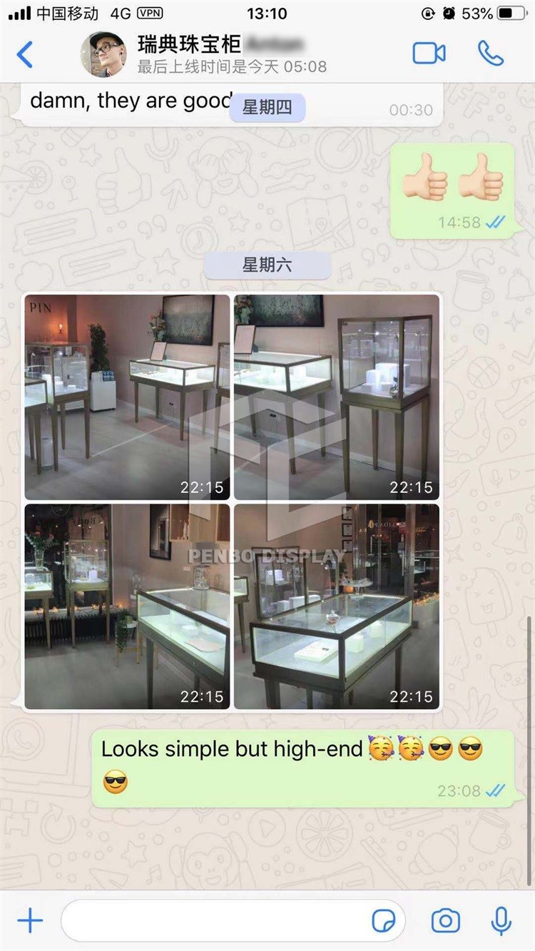 Penbo 1200*400*1050 Glass Jewelry Shop Furniture Counter Glossy