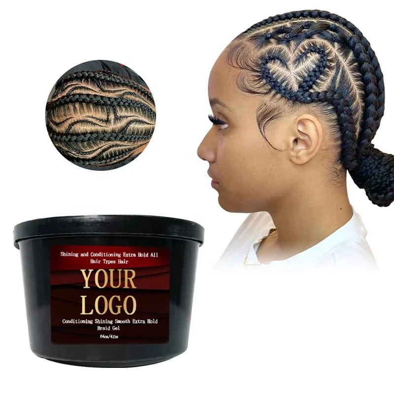 64oz Braid Gel for Braid Twist No Flaking Olive Oil Custom Wholesale Braiding Jam Extra Hold wholesale 4C Hair Edge Control