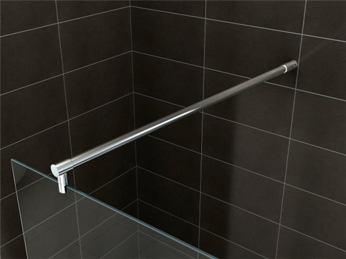 3 Panels Straight Frameless Glass Shower Doors Hinge Opening Style With Adjustable Support Bar
