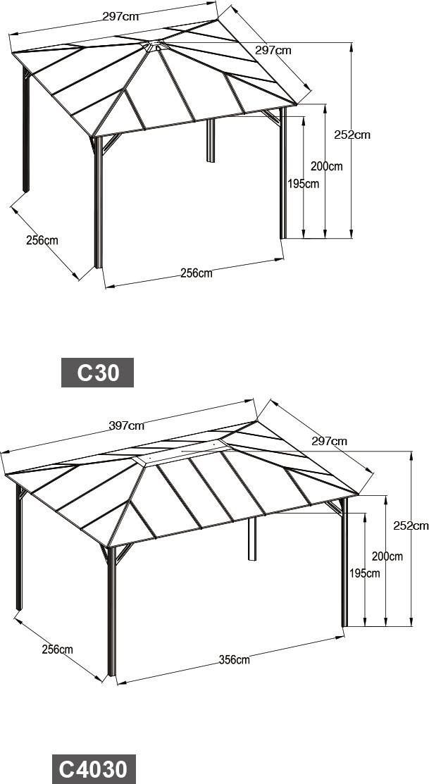 1.5mm 6mm Outdoor Aluminium Pergola , Hard Roof Gazebo With Polyester Sunshade