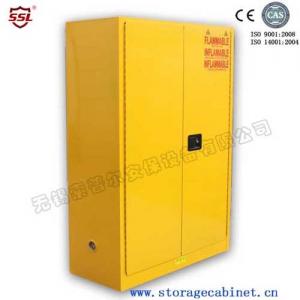 China Yellow Drum Flammable Storage Cabinet With Galvanized Steel Shelving on sale