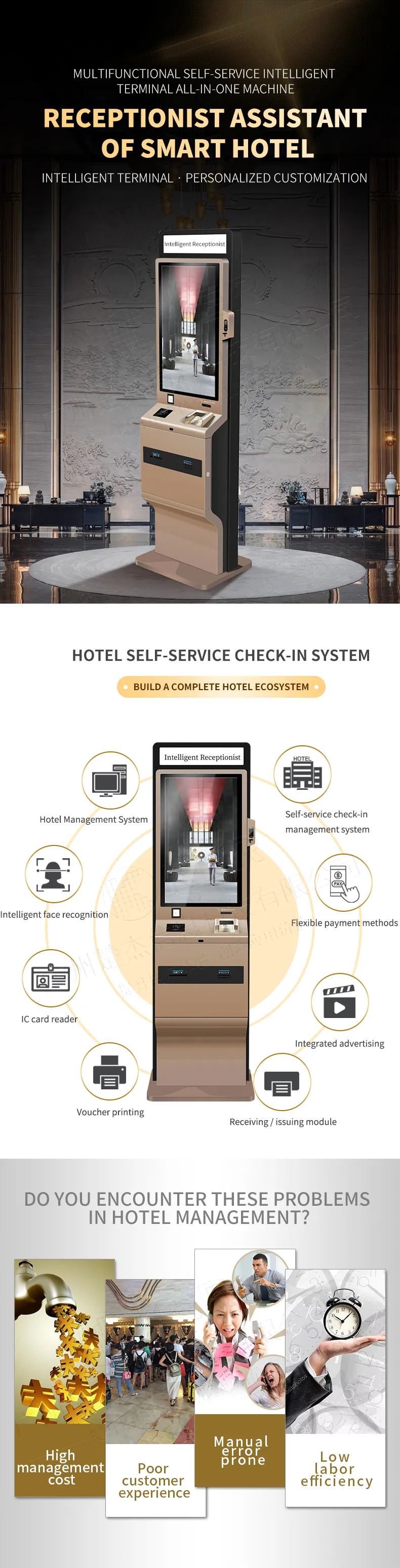 Customize Ic Id Card Reader Card Issuer Qr Code Scanner Hotel Terminal Self Service Kiosk