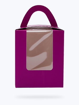2.5 Inches Tall Custom Logo Transparent Plastic Cup Cake Box with Window Insert and Handle
