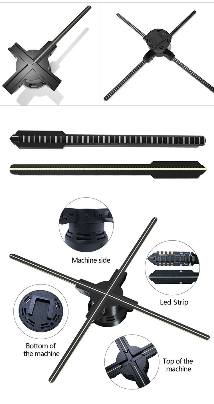2024 Technology 65cm 4 Blades 3D Hologram Display Fan for Indoor Holographic Display