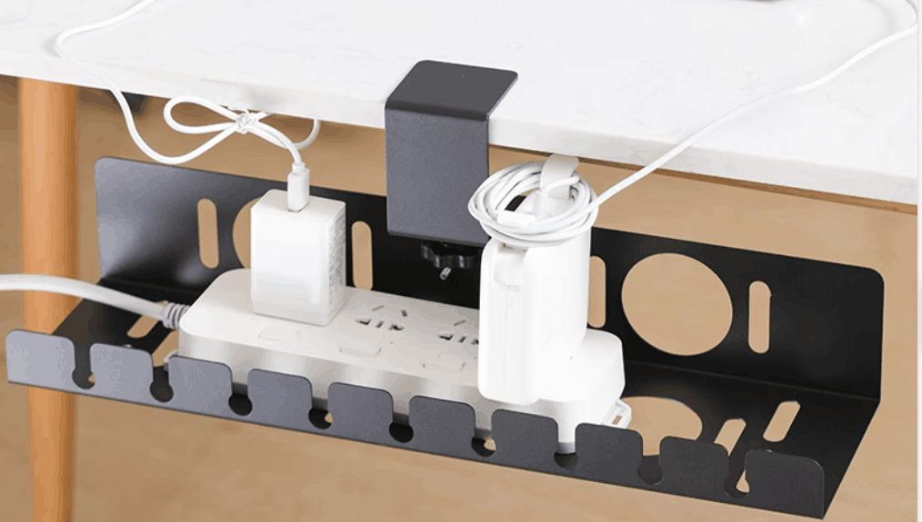Organize Office Wires with Multifunctional Carbon Steel Under-Desk Cable Organizer