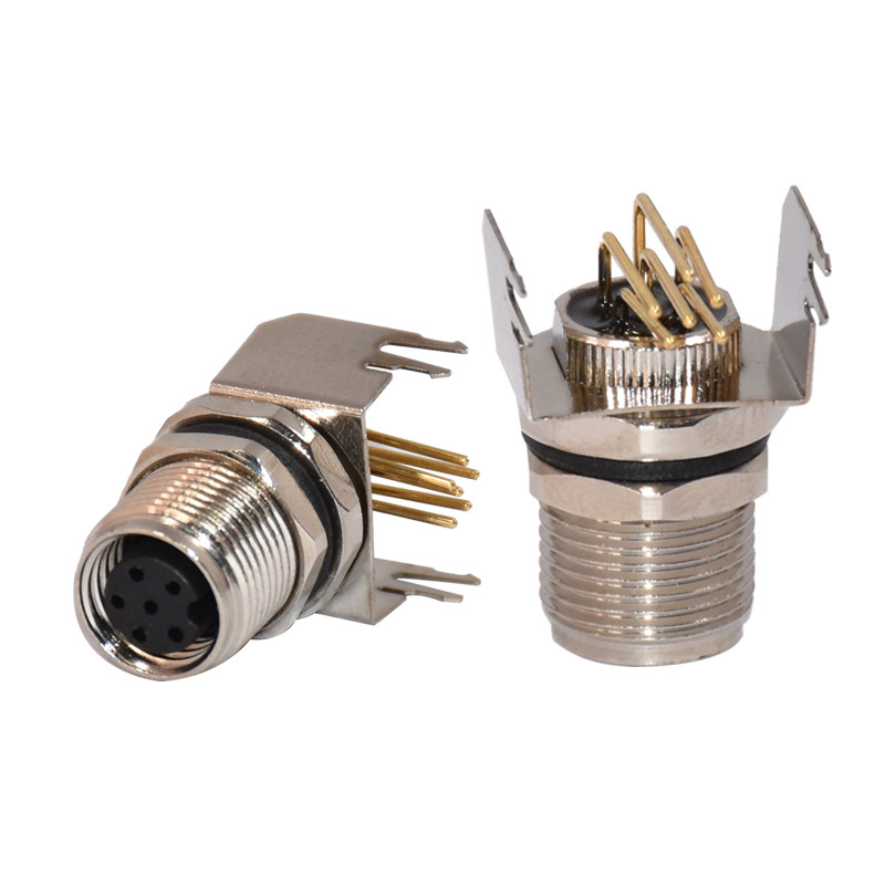 M8 6pins Female 90 Degree 4pins Female Panel Mount Connector Sensor Socket Receptacle