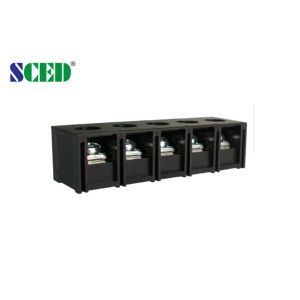 Black 40A Barrier Terminal Block for Power with Cover 2-18 Poles / M4 Screw