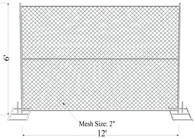 Hot dipped Galvanized 366gram/SQM Chain Link Fence Panels 6'x12' Tube 1.4"/35mm tube mesh 2.5"x2.5" 11ga wire