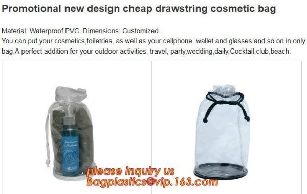 vinyl drawstring organza gift bags, PVC Drawstring cosmetic clear vinyl bags,