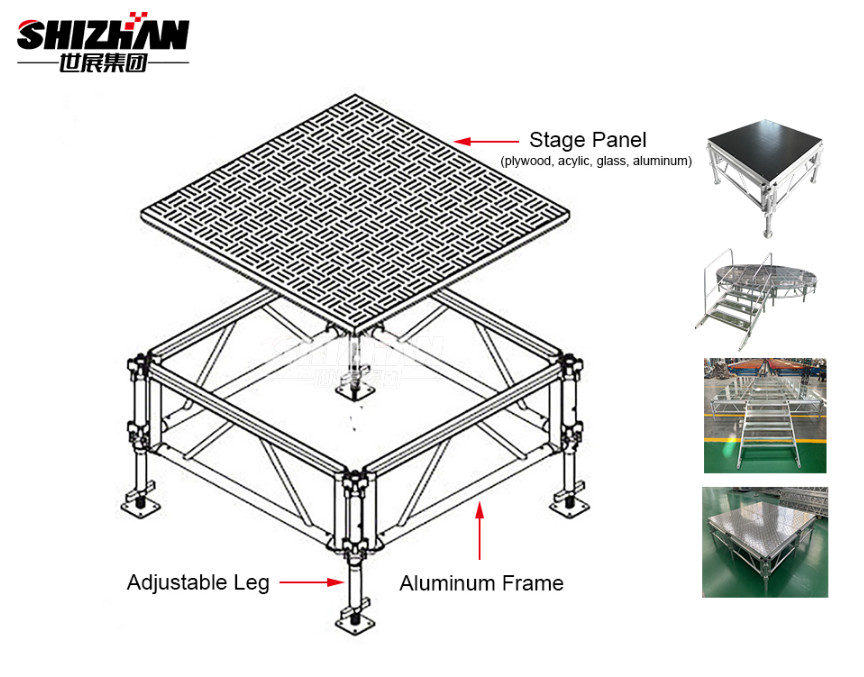 Plywood Aluminum Mobile Foldable Concert Stage Portable Platform
