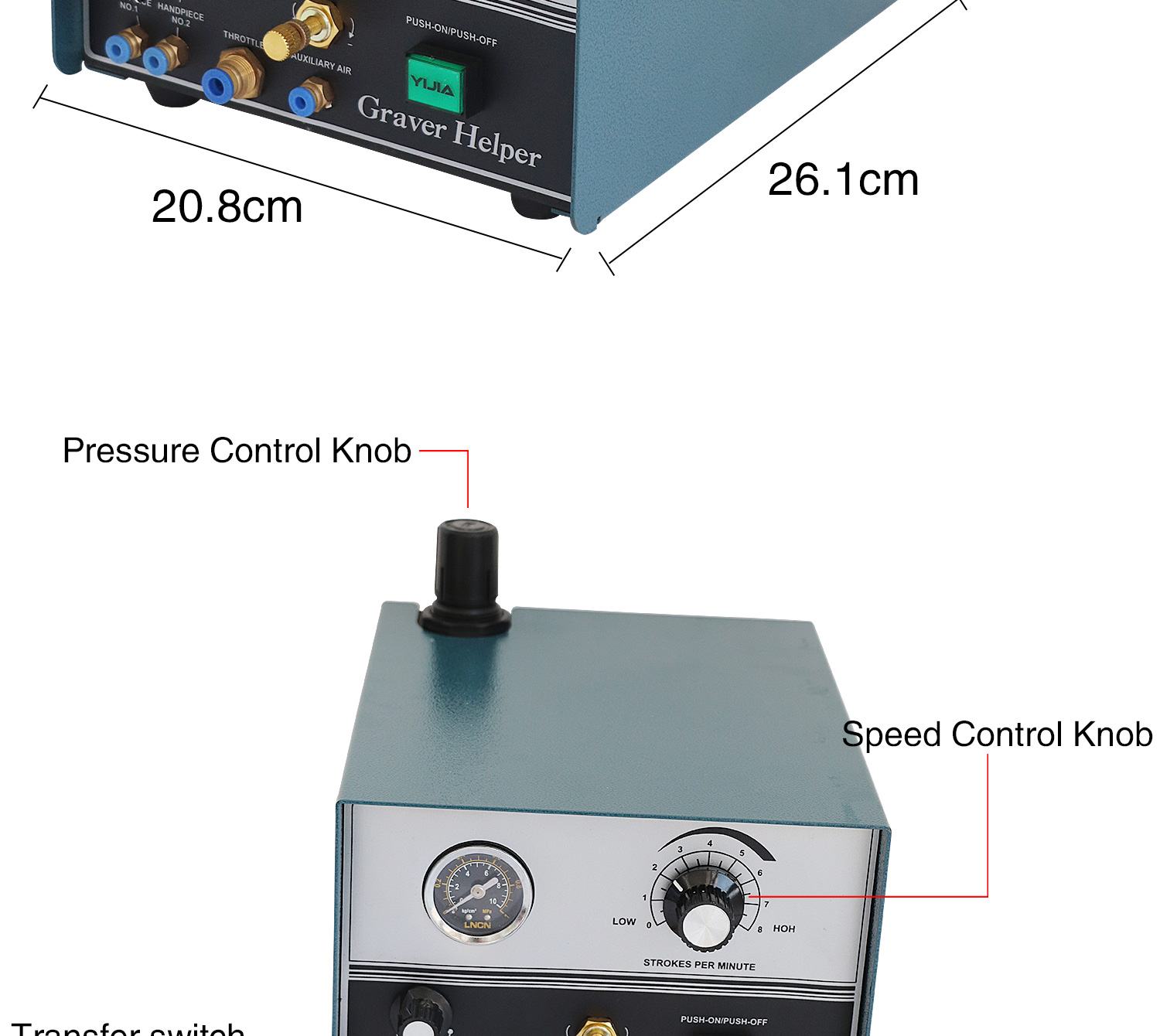 60W Pneumatic Engraver Machine 4000RPM Double Ended Impact Graver