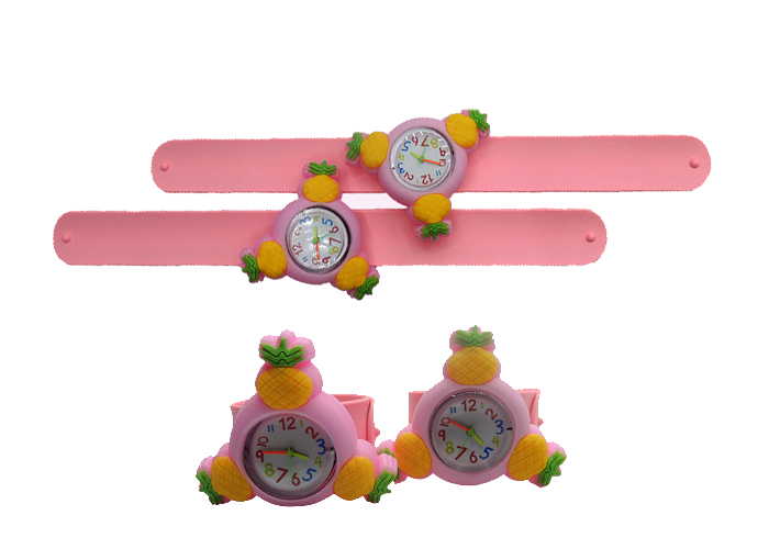 led Children's fruit spinning pineapple clap silicone watch bracelet gift custom logo cartoon clap quartz literal