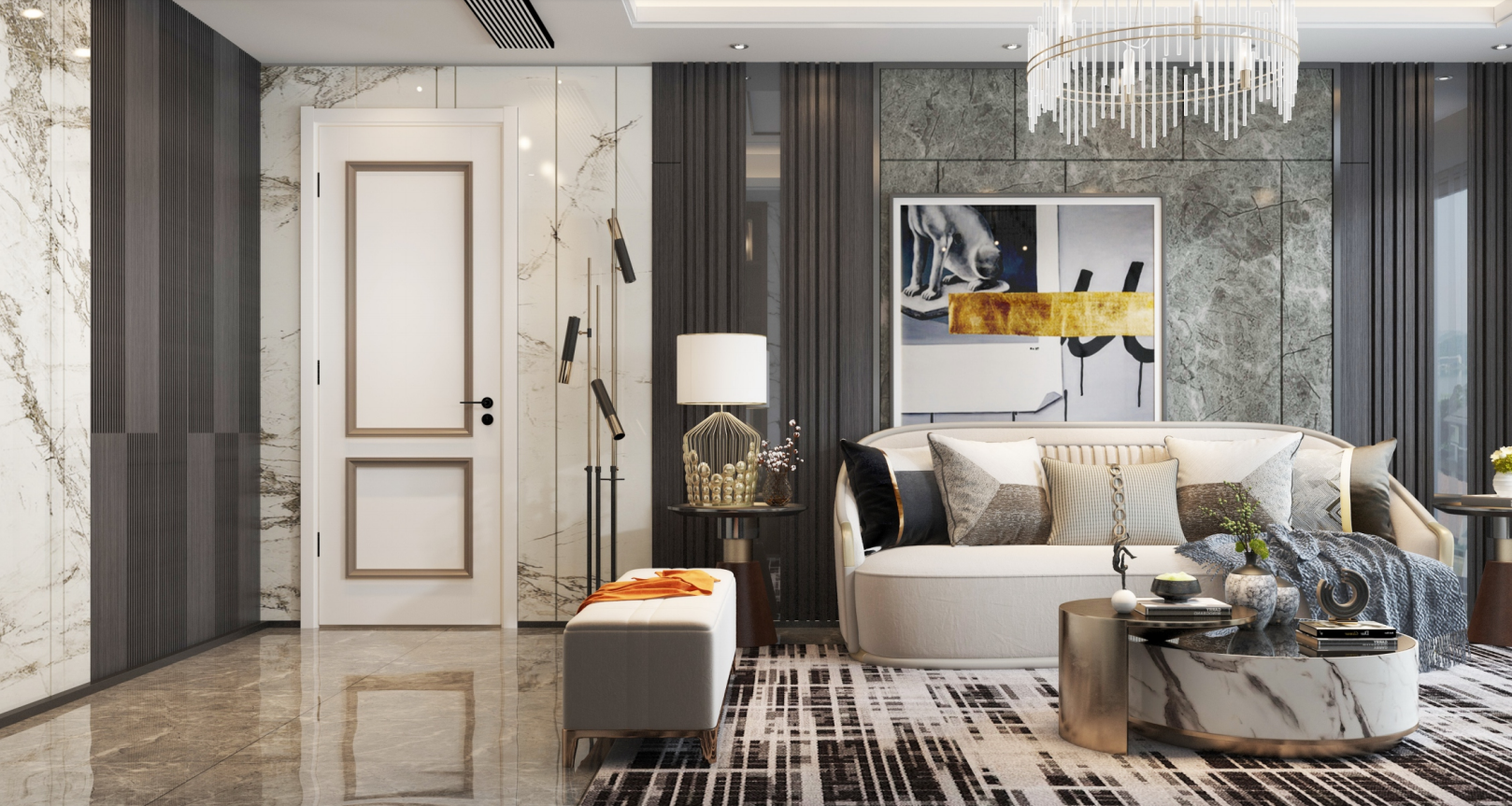 Interior Custom Design House Wood Doors with MDF Board Solid Wood Veneer Modern Style