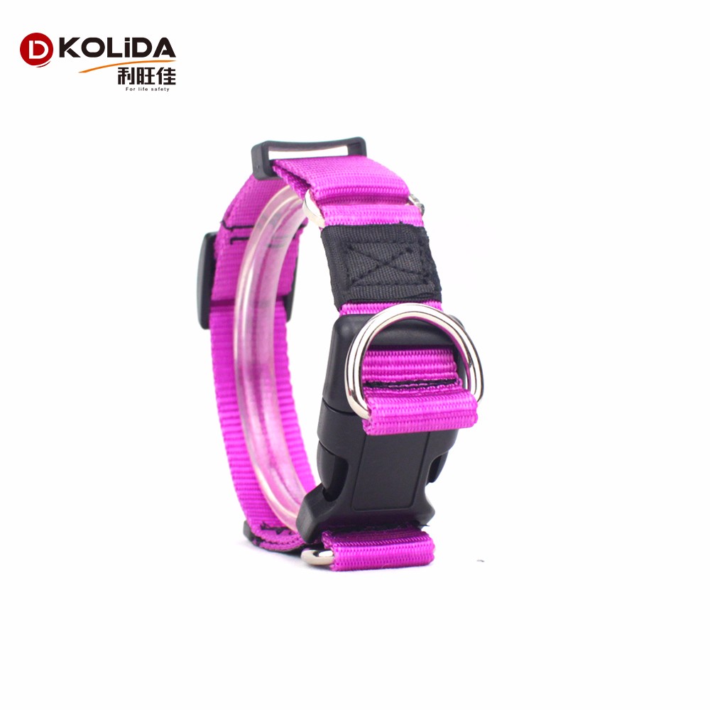 Adjustable Pet Nylon Dog Collars For Safety Double D Ring Fur Decoration
