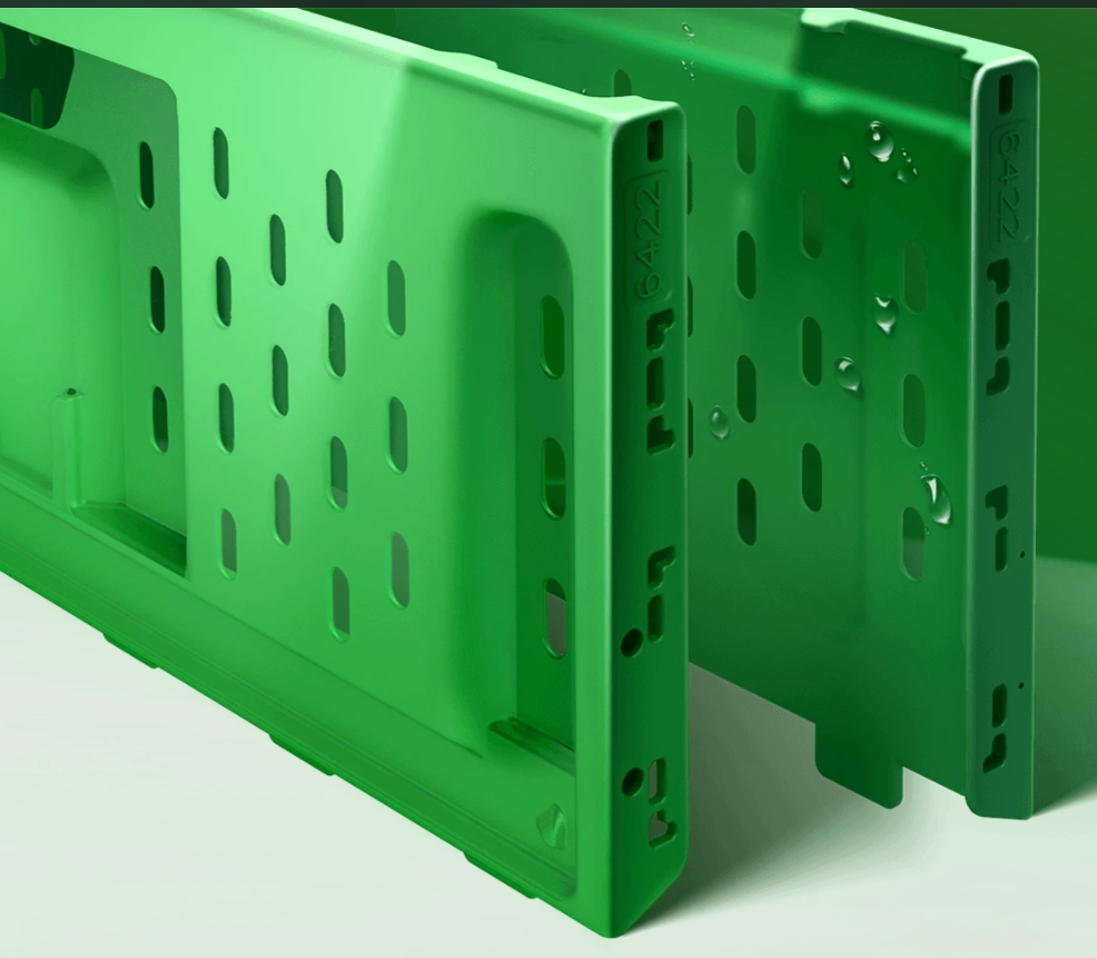 Customized Logo Green Collapsible Plastic Mesh Storage Crate for Vegetables and Fruits