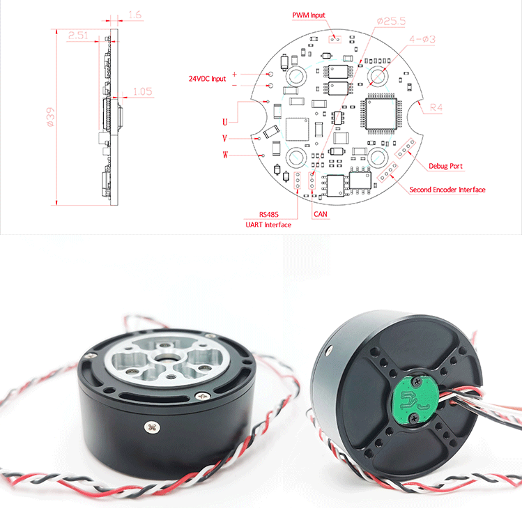 Faradyi Customized Brushless Reduction Ratio 1:10 Mini Gear Motor Mini Size Robotic Arm
